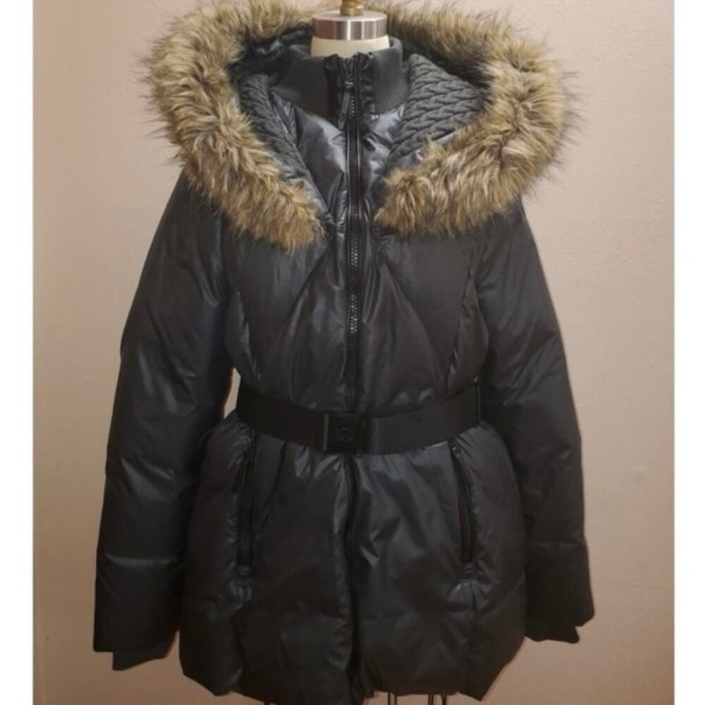 RUDSAK RUD Down Parka Jacket Faux Fur Hood Belted Sz XXL Ski City Winter Luxury
